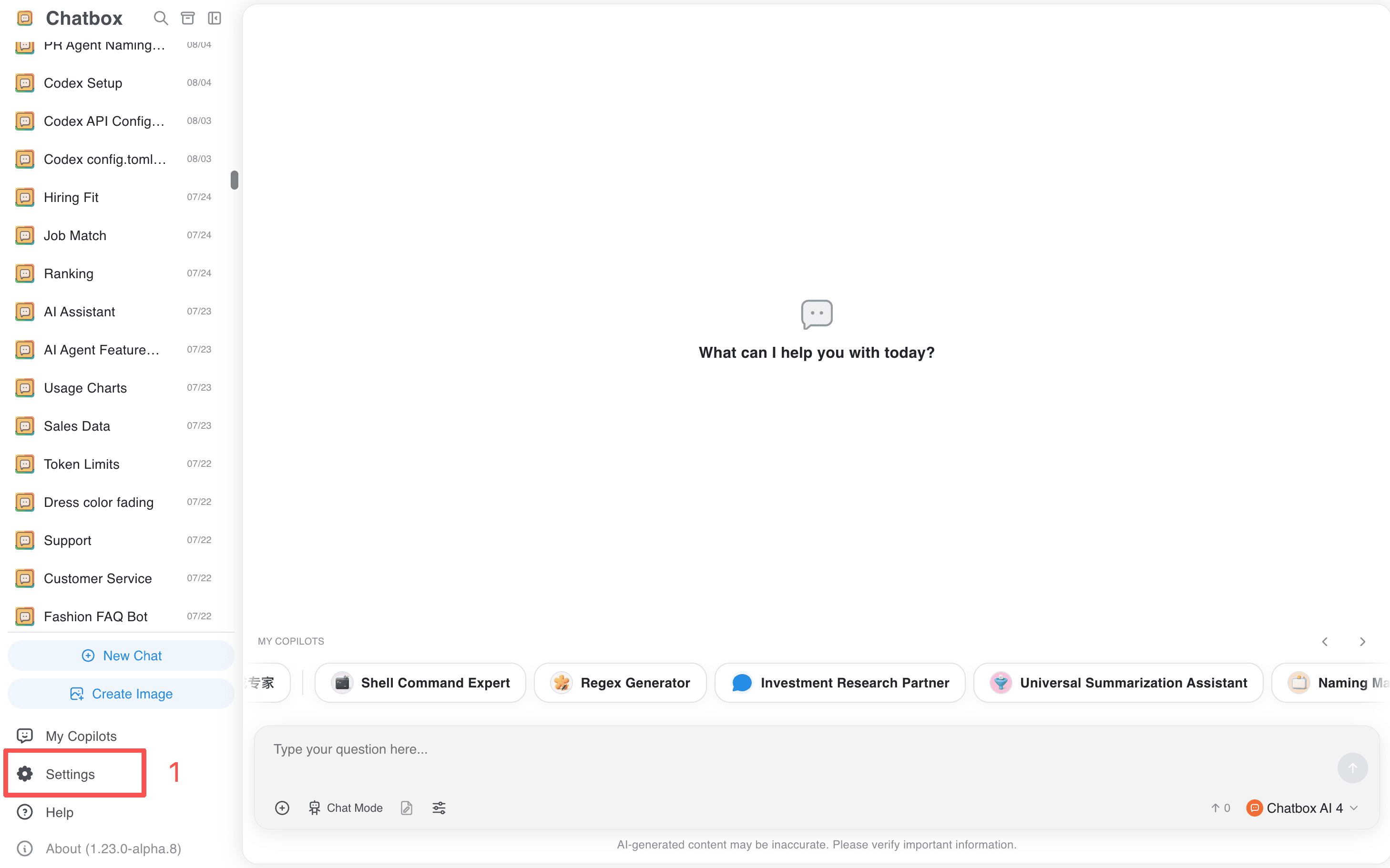 Chatbox Settings and Model Provider (Desktop)